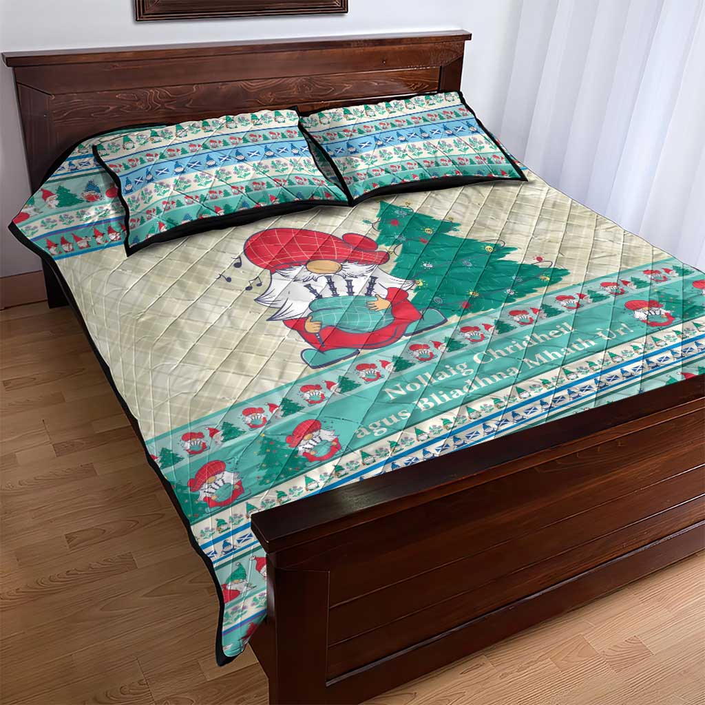 Gnome Bagpies Musical Quilt Bed Set Nollaig Chridheil Scotland Christmas Pattern - Wonder Print Shop