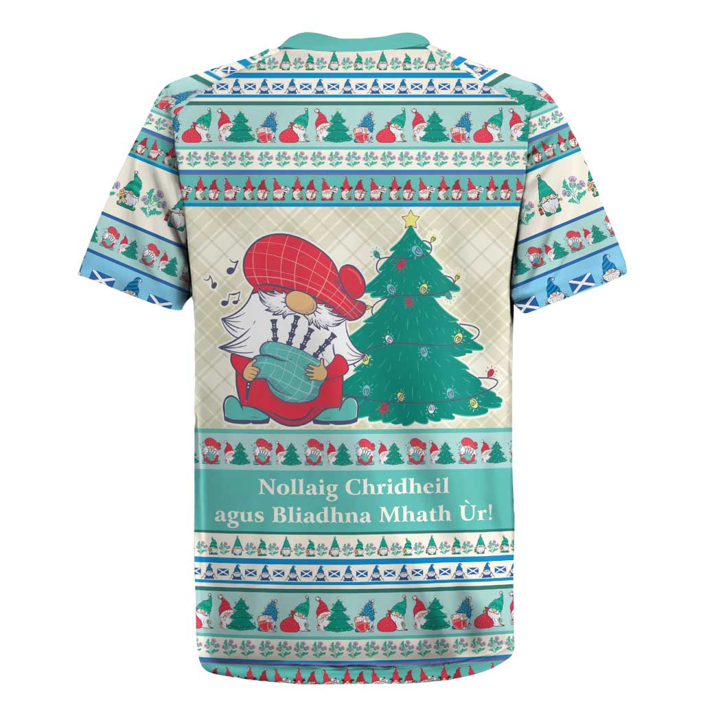 Gnome Bagpies Musical Rugby Jersey Nollaig Chridheil Scotland Christmas Pattern - Wonder Print Shop