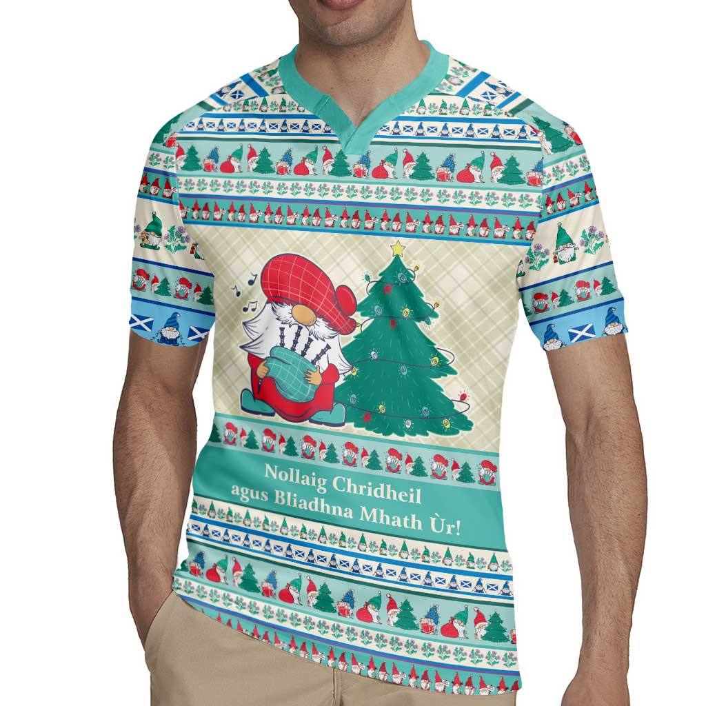 Gnome Bagpies Musical Rugby Jersey Nollaig Chridheil Scotland Christmas Pattern - Wonder Print Shop