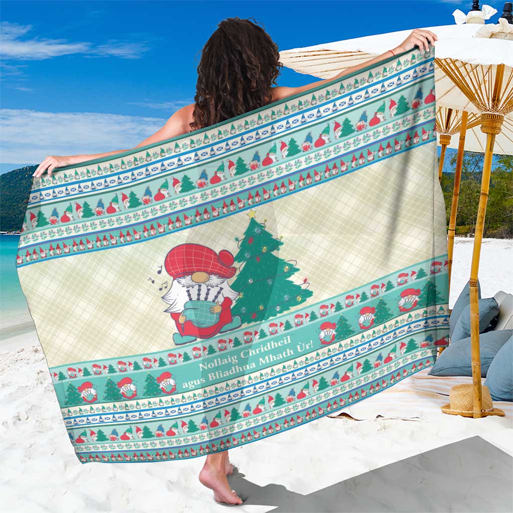 Gnome Bagpies Musical Sarong Nollaig Chridheil Scotland Christmas Pattern - Wonder Print Shop