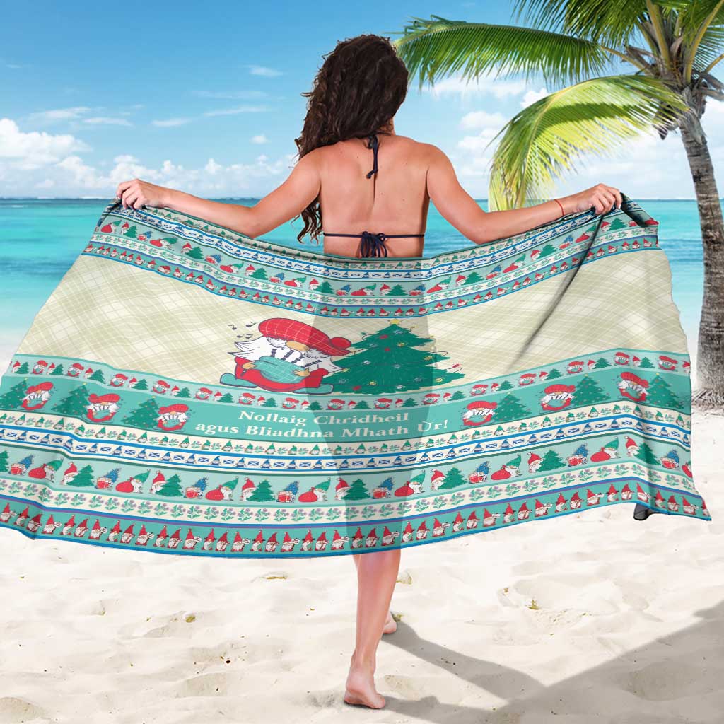 Gnome Bagpies Musical Sarong Nollaig Chridheil Scotland Christmas Pattern - Wonder Print Shop