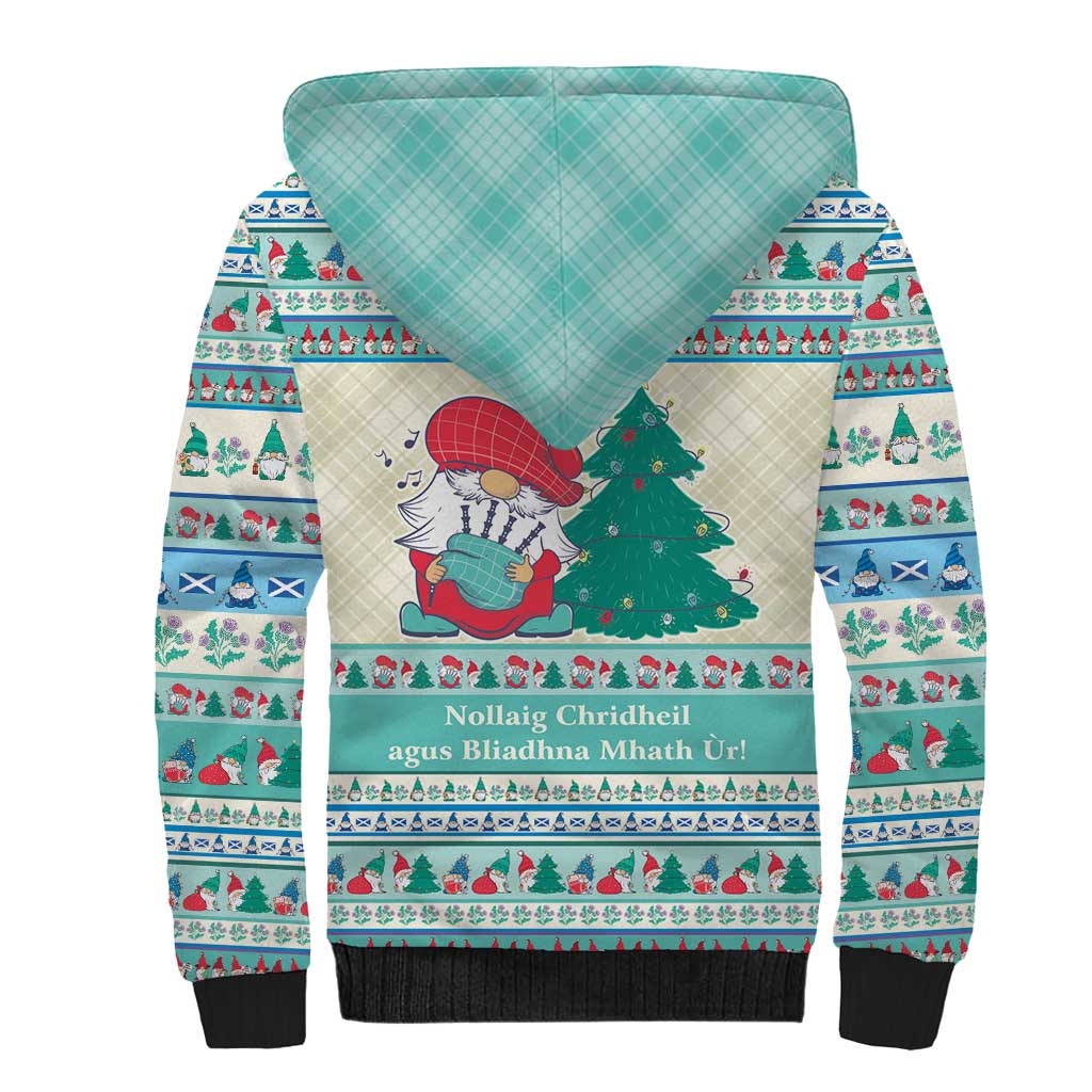 Gnome Bagpies Musical Sherpa Hoodie Nollaig Chridheil Scotland Christmas Pattern - Wonder Print Shop