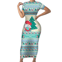 Gnome Bagpies Musical Short Sleeve Bodycon Dress Nollaig Chridheil Scotland Christmas Pattern - Wonder Print Shop