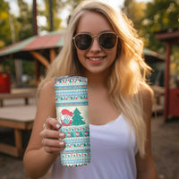 Gnome Bagpies Musical Skinny Tumbler Nollaig Chridheil Scotland Christmas Pattern - Wonder Print Shop