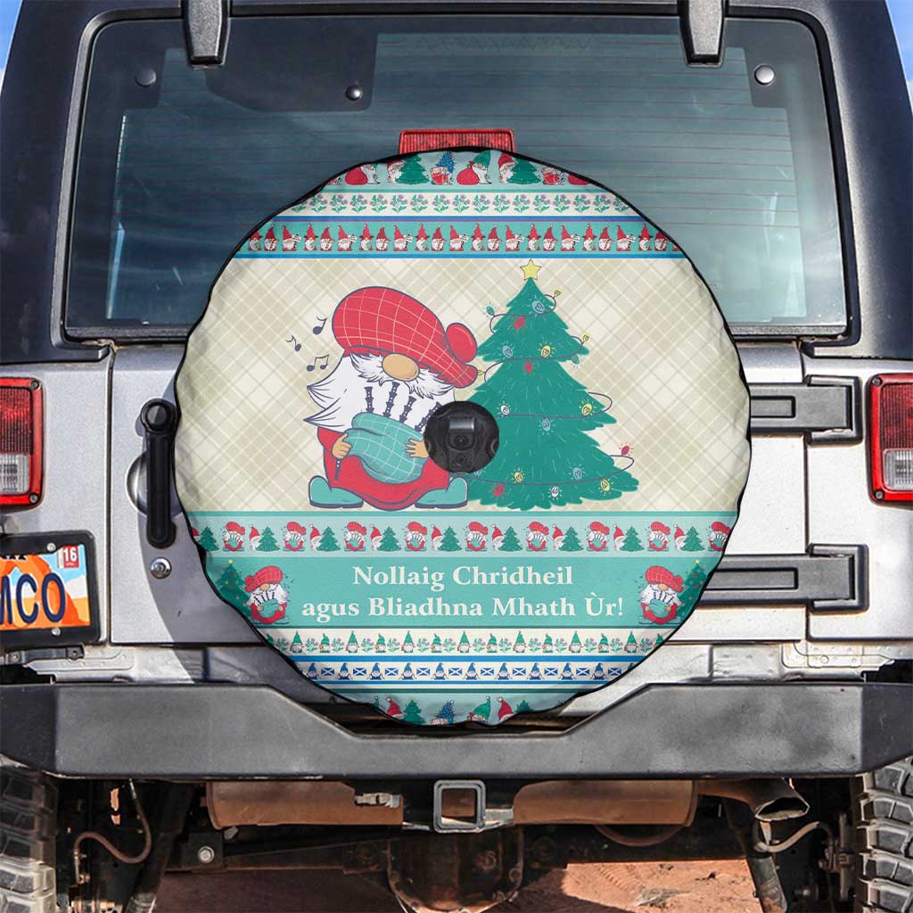 Gnome Bagpies Musical Spare Tire Cover Nollaig Chridheil Scotland Christmas Pattern - Wonder Print Shop