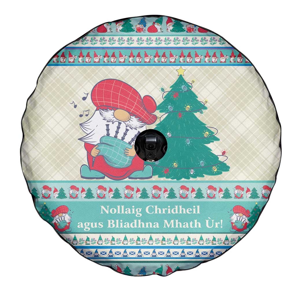 Gnome Bagpies Musical Spare Tire Cover Nollaig Chridheil Scotland Christmas Pattern - Wonder Print Shop