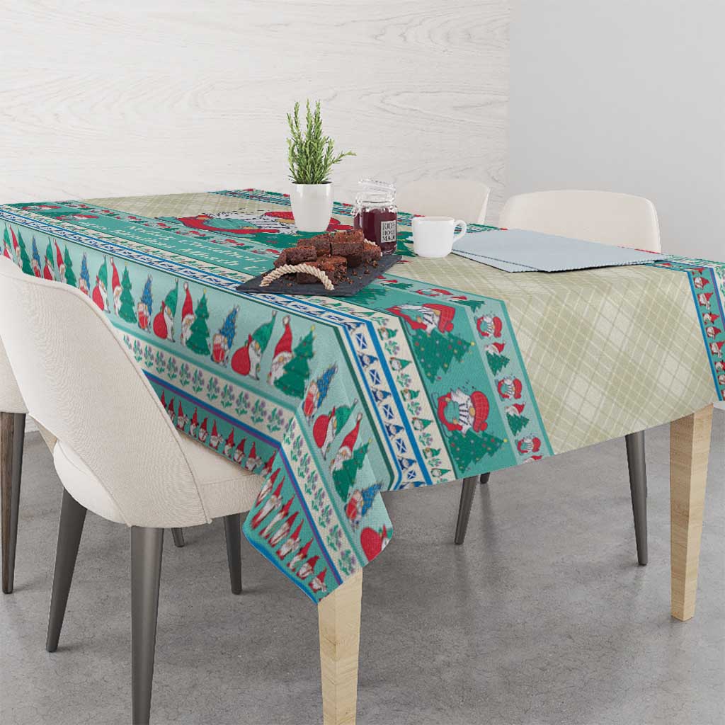 Gnome Bagpies Musical Tablecloth Nollaig Chridheil Scotland Christmas Pattern - Wonder Print Shop