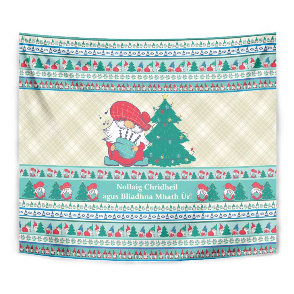 Gnome Bagpies Musical Tapestry Nollaig Chridheil Scotland Christmas Pattern - Wonder Print Shop