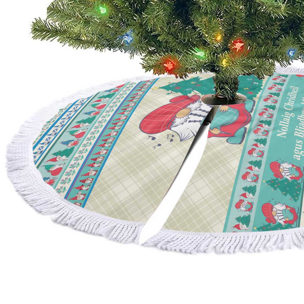 Gnome Bagpies Musical Tree Skirt Nollaig Chridheil Scotland Christmas Pattern - Wonder Print Shop