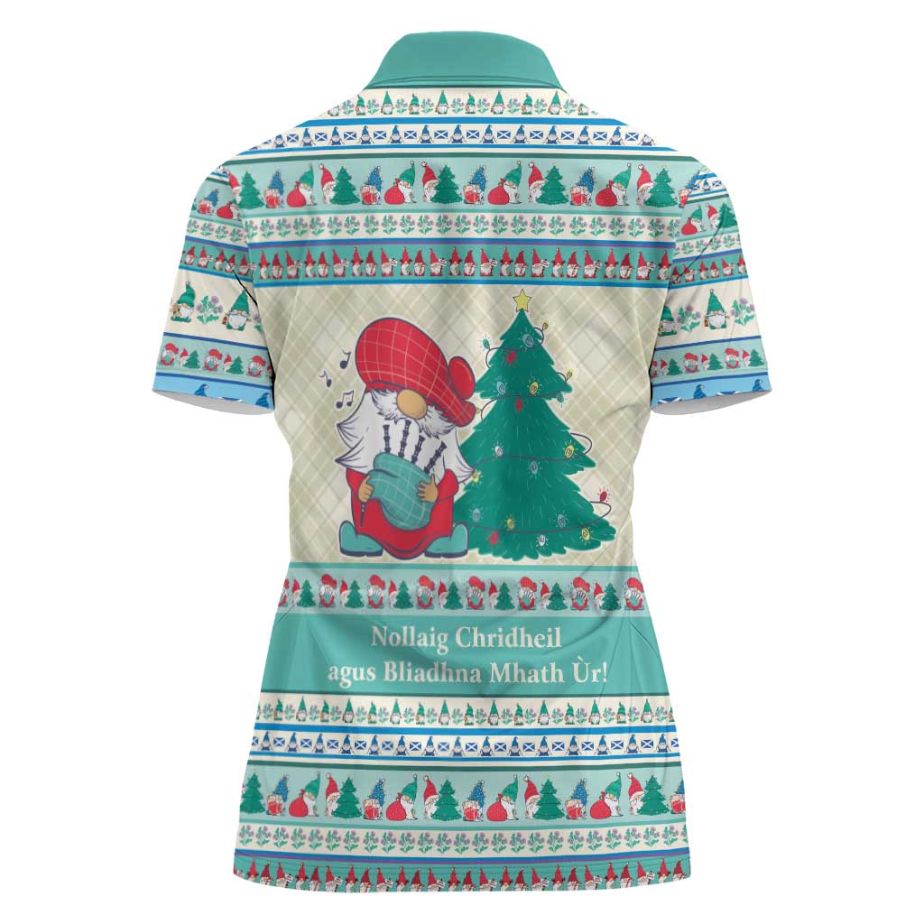 Gnome Bagpies Musical Women Polo Shirt Nollaig Chridheil Scotland Christmas Pattern - Wonder Print Shop