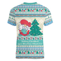 Gnome Bagpies Musical Women V-Neck T-Shirt Nollaig Chridheil Scotland Christmas Pattern - Wonder Print Shop