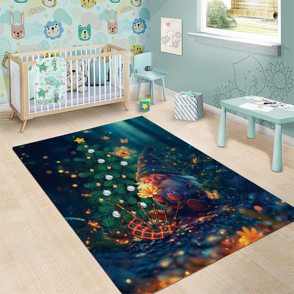 Nollaig Chridheil Scottish Gnome Area Rug Bagpies Musical and Chirstmas Tree LT9 - Wonder Print Shop