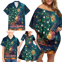 Nollaig Chridheil Scottish Gnome Family Matching Off Shoulder Short Dress and Hawaiian Shirt Bagpies Musical and Chirstmas Tree LT9 - Wonder Print Shop