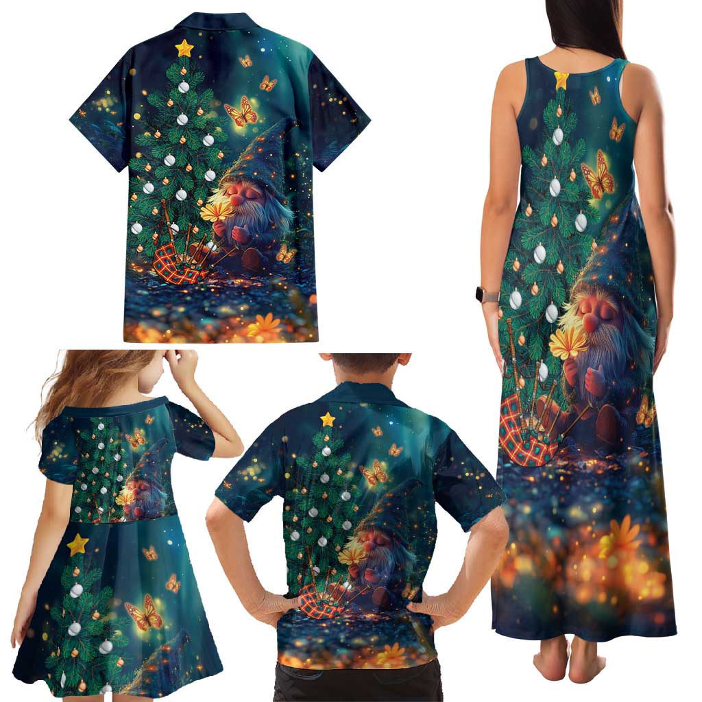 Nollaig Chridheil Scottish Gnome Family Matching Tank Maxi Dress and Hawaiian Shirt Bagpies Musical and Chirstmas Tree - Wonder Print Shop