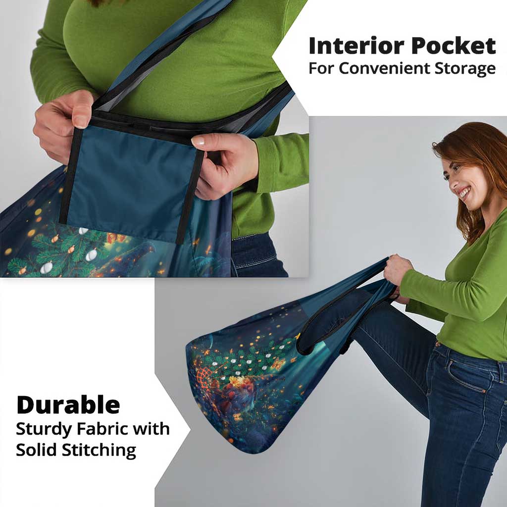 Nollaig Chridheil Scottish Gnome Grocery Bag Bagpies Musical and Chirstmas Tree