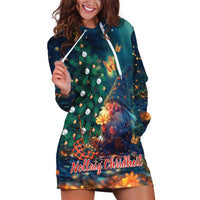 Nollaig Chridheil Scottish Gnome Hoodie Dress Bagpies Musical and Chirstmas Tree - Wonder Print Shop