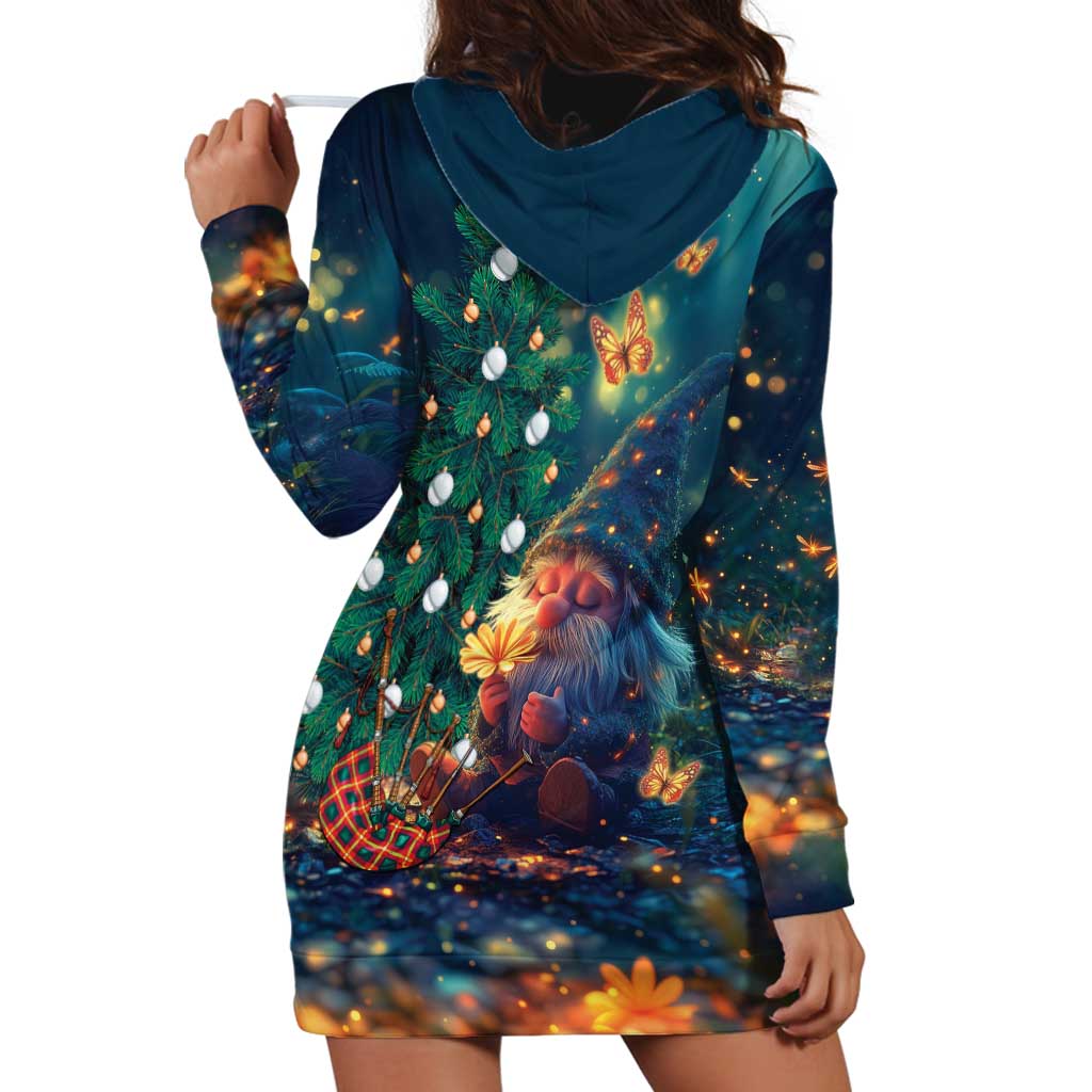 Nollaig Chridheil Scottish Gnome Hoodie Dress Bagpies Musical and Chirstmas Tree - Wonder Print Shop
