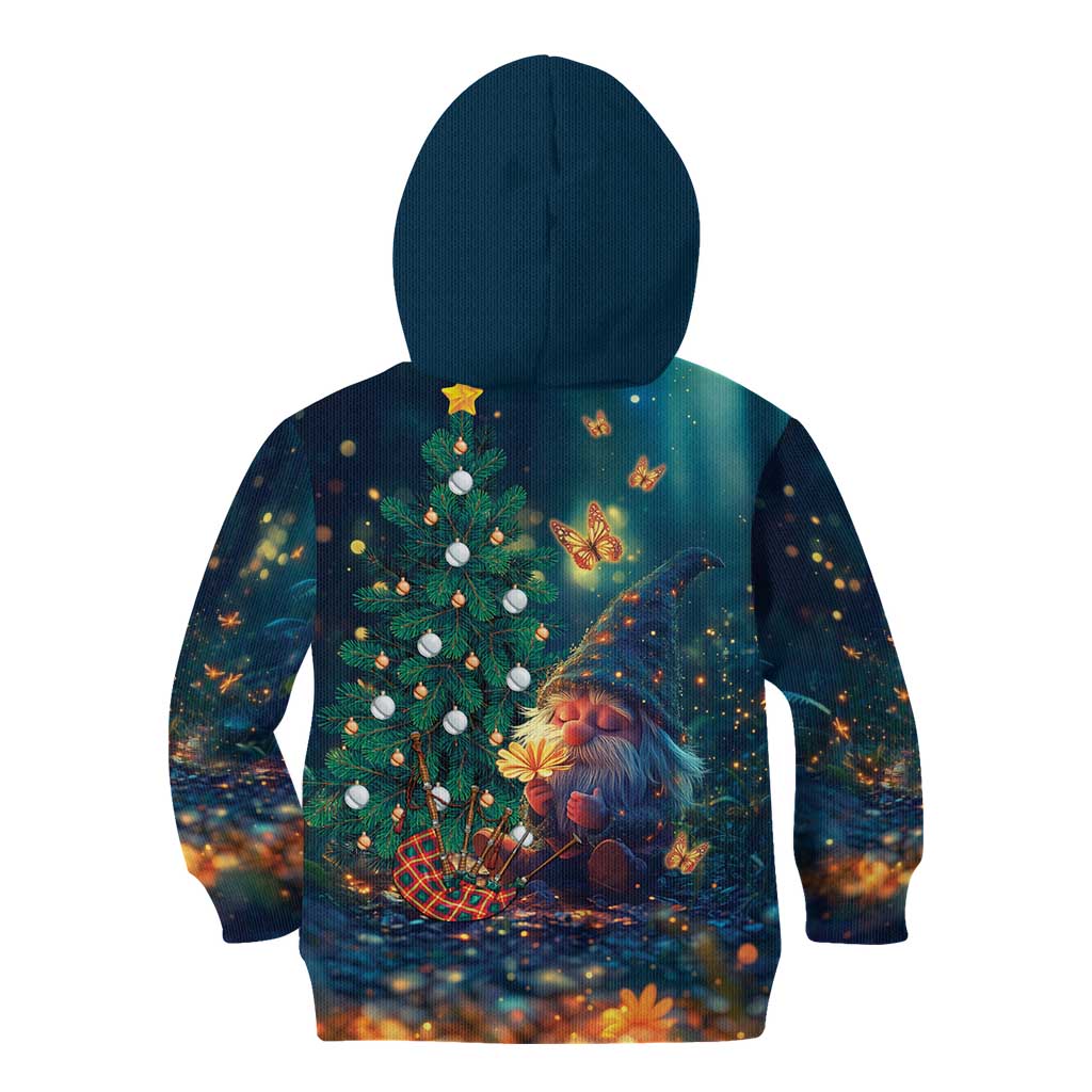 Nollaig Chridheil Scottish Gnome Kid Hoodie Bagpies Musical and Chirstmas Tree - Wonder Print Shop
