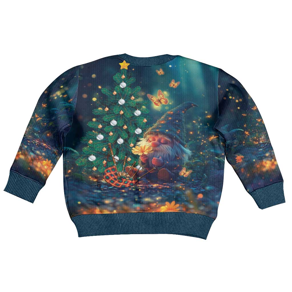 Nollaig Chridheil Scottish Gnome Kid Ugly Christmas Sweater Bagpies Musical and Chirstmas Tree - Wonder Print Shop