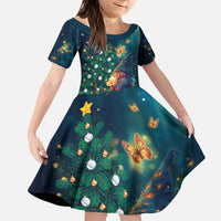 Nollaig Chridheil Scottish Gnome Kid Short Sleeve Dress Bagpies Musical and Chirstmas Tree - Wonder Print Shop