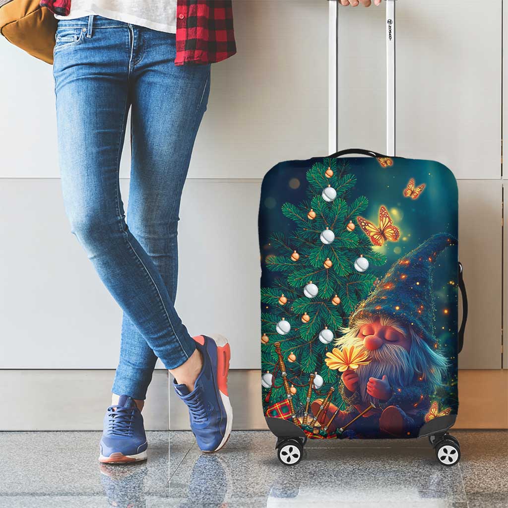 Nollaig Chridheil Scottish Gnome Luggage Cover Bagpies Musical and Chirstmas Tree - Wonder Print Shop