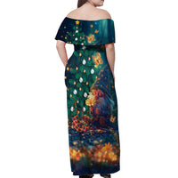 Nollaig Chridheil Scottish Gnome Off Shoulder Maxi Dress Bagpies Musical and Chirstmas Tree - Wonder Print Shop