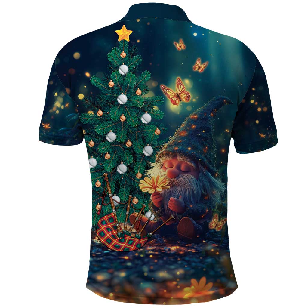 Nollaig Chridheil Scottish Gnome Polo Shirt Bagpies Musical and Chirstmas Tree - Wonder Print Shop