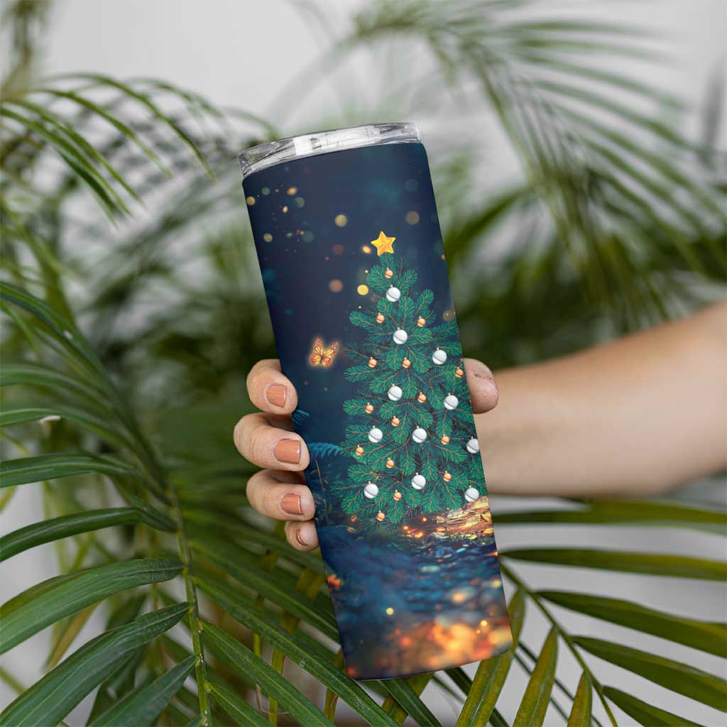 Nollaig Chridheil Scottish Gnome Skinny Tumbler Bagpies Musical and Chirstmas Tree - Wonder Print Shop