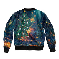 Nollaig Chridheil Scottish Gnome Sleeve Zip Bomber Jacket Bagpies Musical and Chirstmas Tree - Wonder Print Shop
