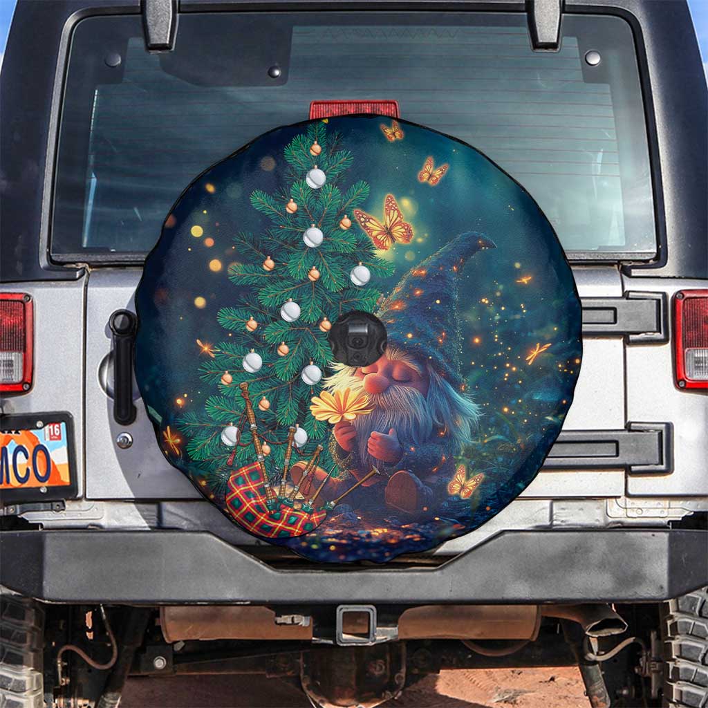 Nollaig Chridheil Scottish Gnome Spare Tire Cover Bagpies Musical and Chirstmas Tree - Wonder Print Shop