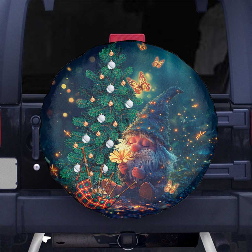 Nollaig Chridheil Scottish Gnome Spare Tire Cover Bagpies Musical and Chirstmas Tree - Wonder Print Shop