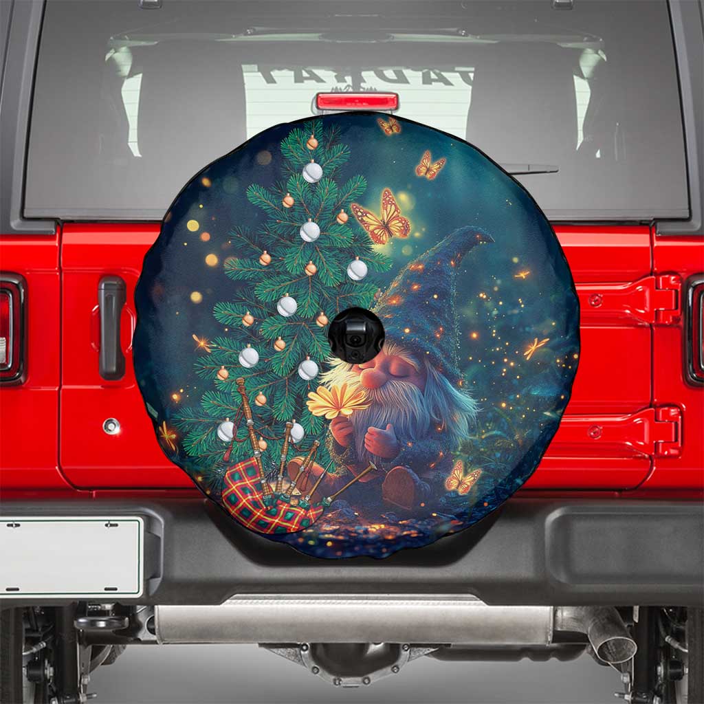 Nollaig Chridheil Scottish Gnome Spare Tire Cover Bagpies Musical and Chirstmas Tree - Wonder Print Shop