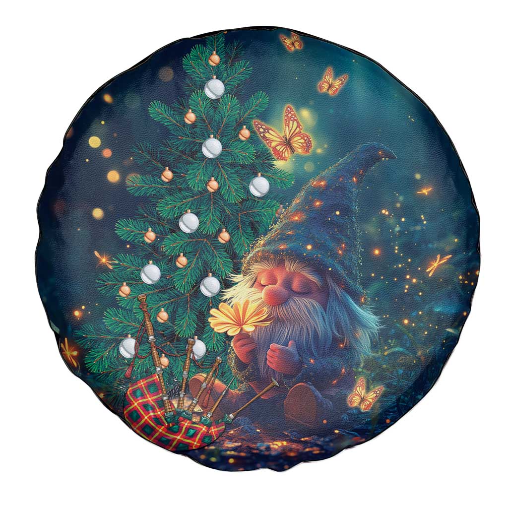 Nollaig Chridheil Scottish Gnome Spare Tire Cover Bagpies Musical and Chirstmas Tree - Wonder Print Shop
