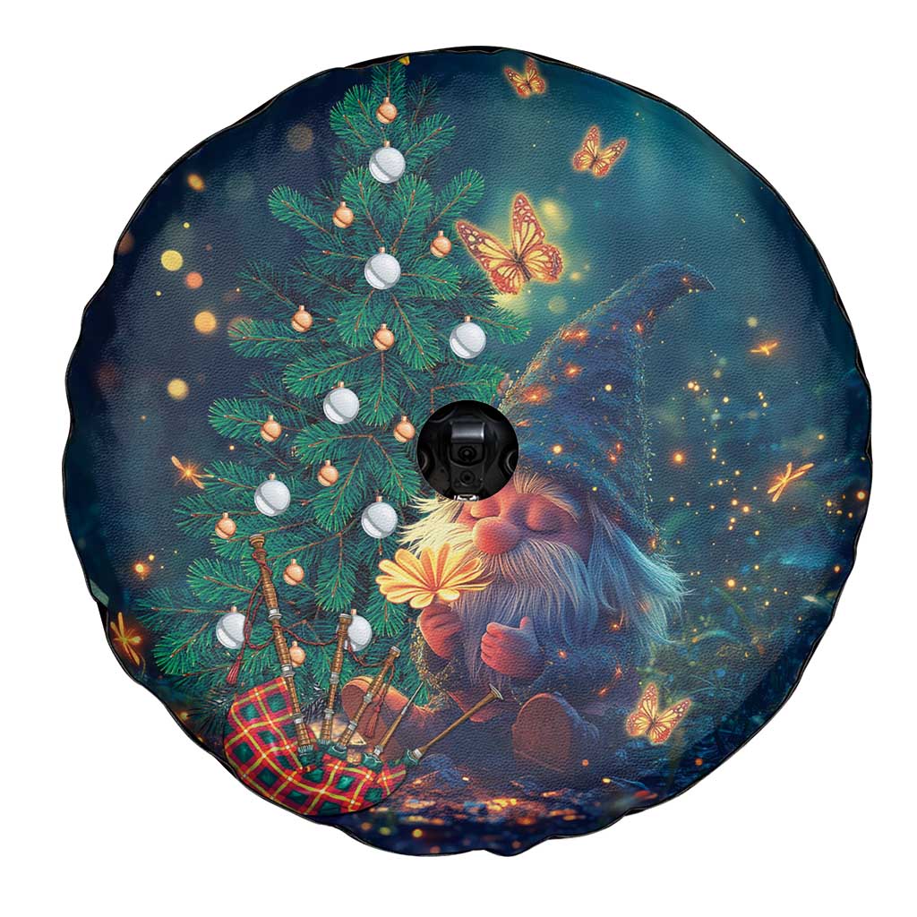 Nollaig Chridheil Scottish Gnome Spare Tire Cover Bagpies Musical and Chirstmas Tree - Wonder Print Shop