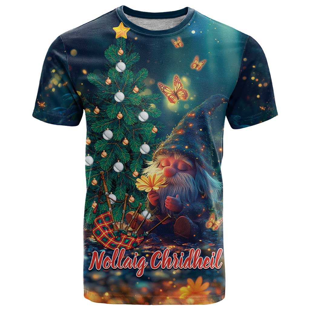 Nollaig Chridheil Scottish Gnome T Shirt Bagpies Musical and Chirstmas Tree - Wonder Print Shop