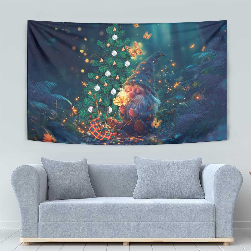 Nollaig Chridheil Scottish Gnome Tapestry Bagpies Musical and Chirstmas Tree - Wonder Print Shop