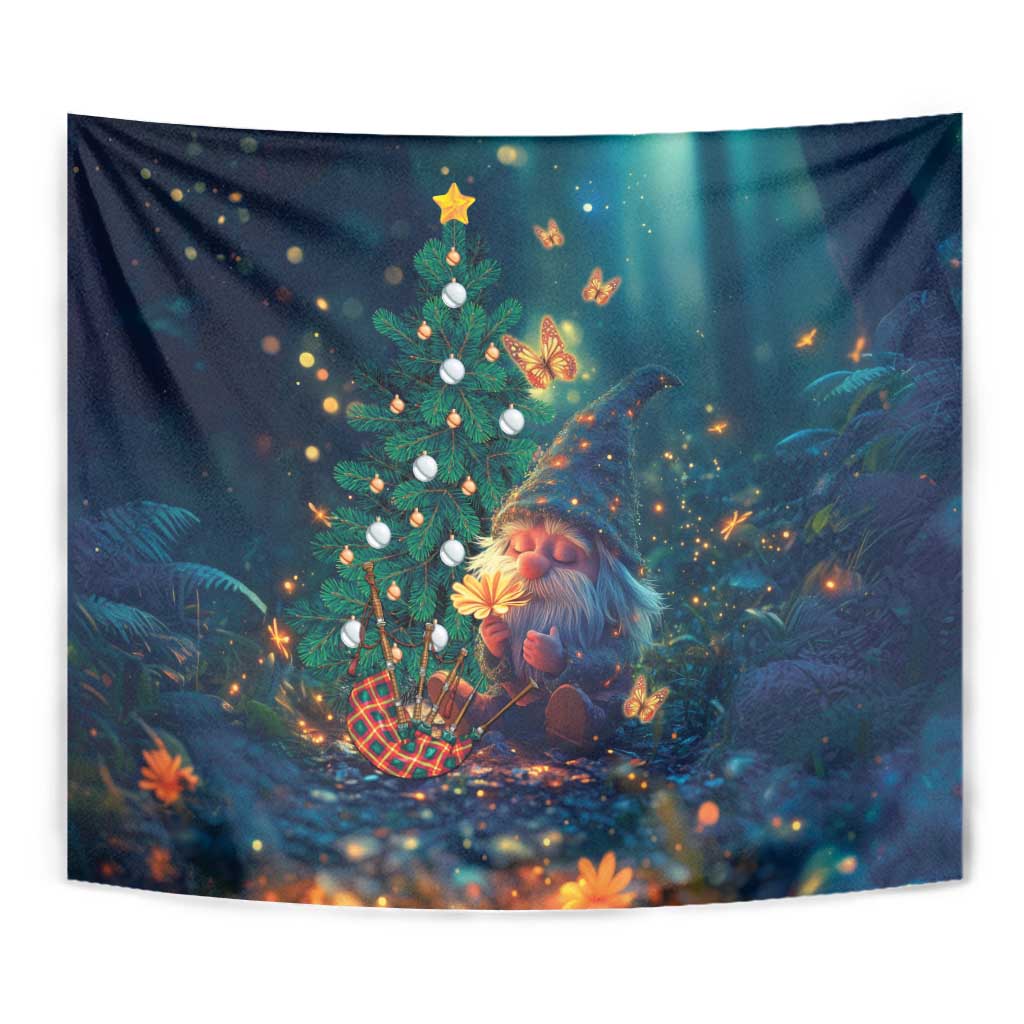 Nollaig Chridheil Scottish Gnome Tapestry Bagpies Musical and Chirstmas Tree - Wonder Print Shop