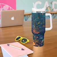 Nollaig Chridheil Scottish Gnome Tumbler With Handle Bagpies Musical and Chirstmas Tree - Wonder Print Shop