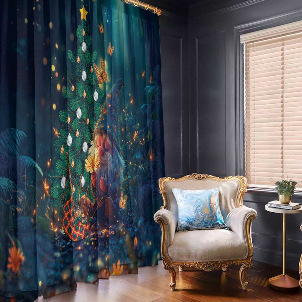 Nollaig Chridheil Scottish Gnome Window Curtain Bagpies Musical and Chirstmas Tree - Wonder Print Shop