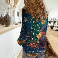 Nollaig Chridheil Scottish Gnome Women Casual Shirt Bagpies Musical and Chirstmas Tree - Wonder Print Shop