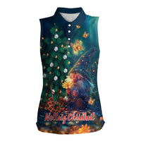 Nollaig Chridheil Scottish Gnome Women Sleeveless Polo Shirt Bagpies Musical and Chirstmas Tree - Wonder Print Shop
