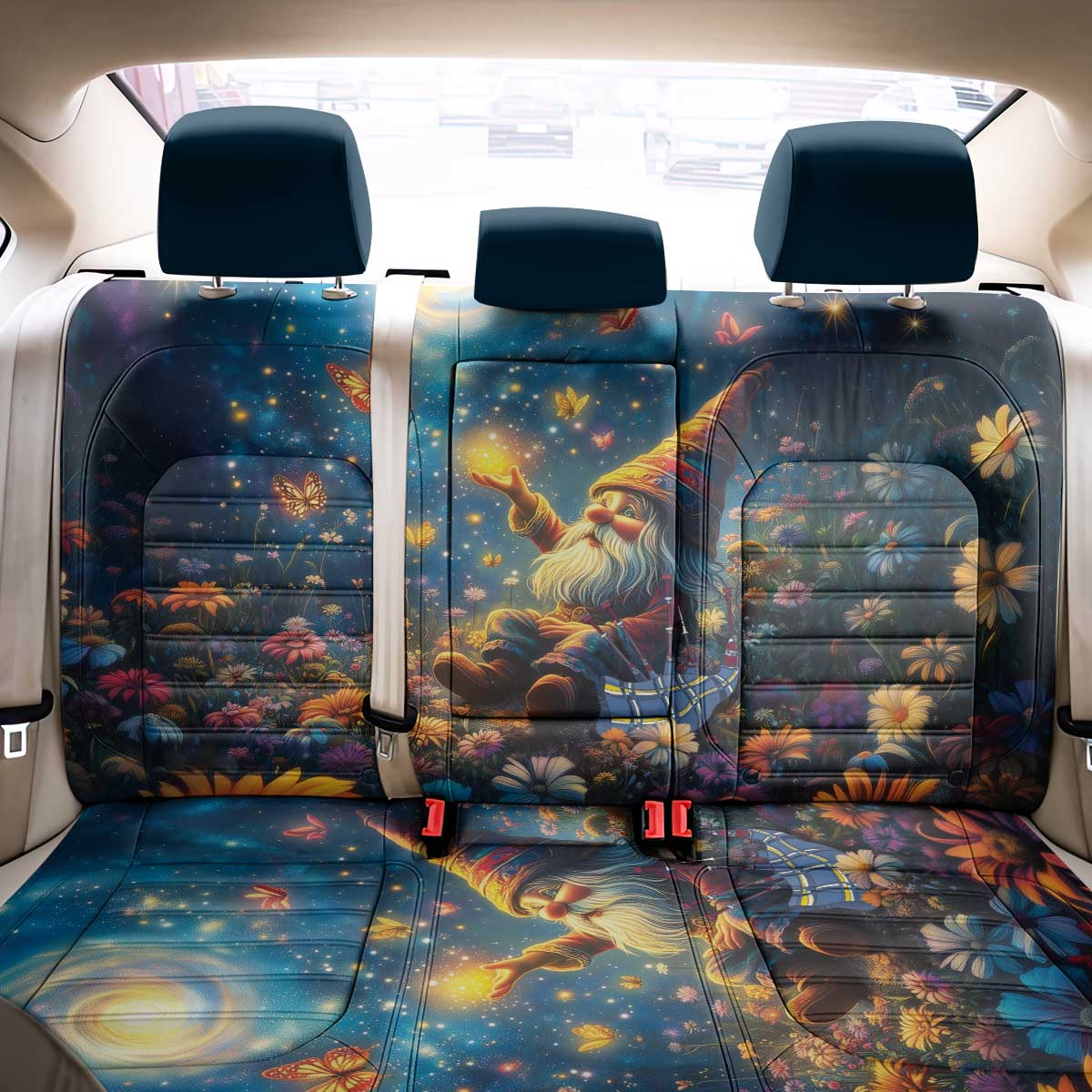 Nollaig Chridheil Scottish Gnome Back Car Seat Cover Merry Christmas with Starry Night LT9 - Wonder Print Shop