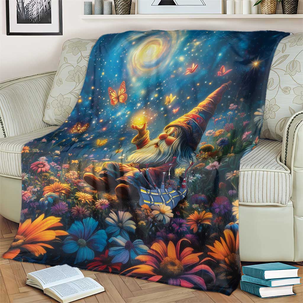 Nollaig Chridheil Scottish Gnome Blanket Merry Christmas with Starry Night