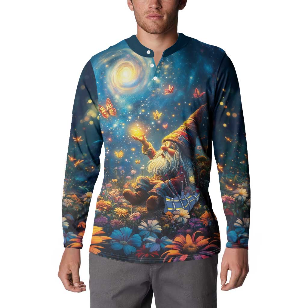 Nollaig Chridheil Scottish Gnome Button Sweatshirt Merry Christmas with Starry Night LT9 - Wonder Print Shop