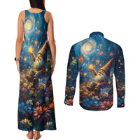 Nollaig Chridheil Scottish Gnome Couples Matching Tank Maxi Dress and Long Sleeve Button Shirt Merry Christmas with Starry Night LT9 - Wonder Print Shop