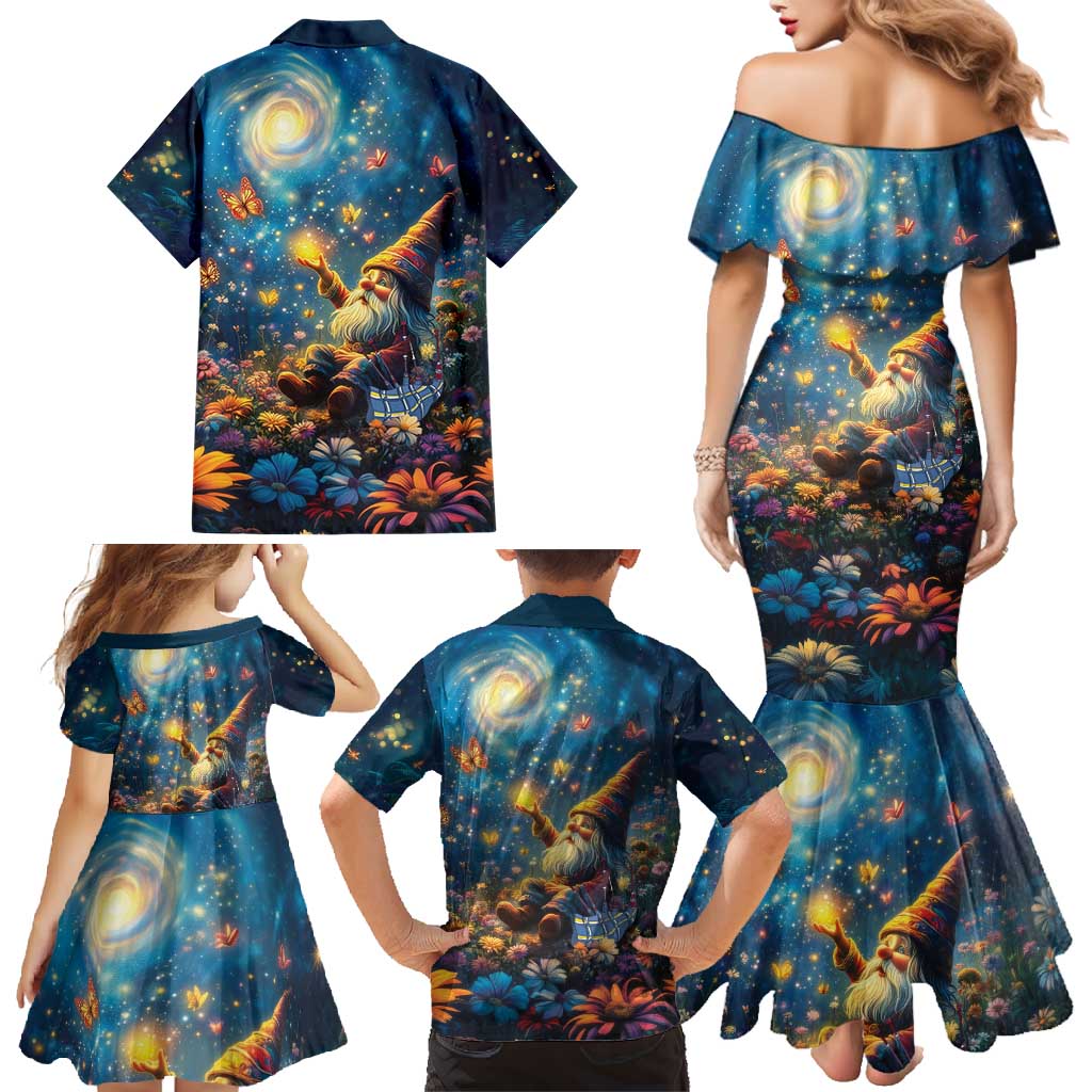 Nollaig Chridheil Scottish Gnome Family Matching Mermaid Dress and Hawaiian Shirt Merry Christmas with Starry Night LT9 - Wonder Print Shop