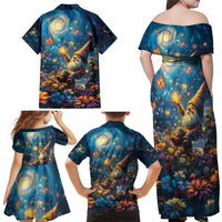 Nollaig Chridheil Scottish Gnome Family Matching Off Shoulder Maxi Dress and Hawaiian Shirt Merry Christmas with Starry Night LT9 - Wonder Print Shop