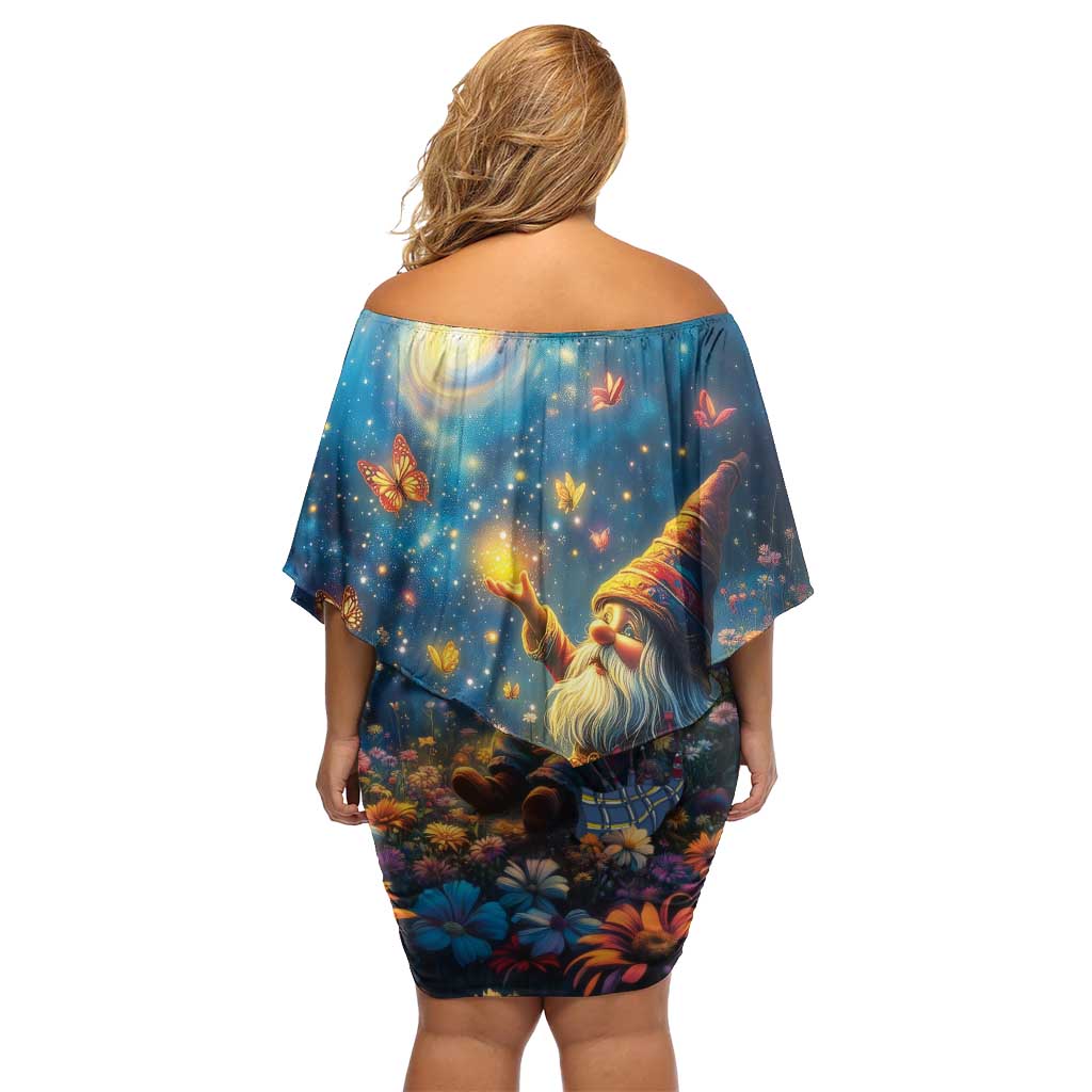Nollaig Chridheil Scottish Gnome Family Matching Off Shoulder Short Dress and Hawaiian Shirt Merry Christmas with Starry Night LT9 - Wonder Print Shop
