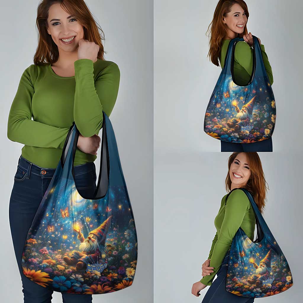 Nollaig Chridheil Scottish Gnome Grocery Bag Merry Christmas with Starry Night