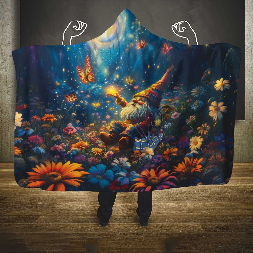 Nollaig Chridheil Scottish Gnome Hooded Blanket Merry Christmas with Starry Night